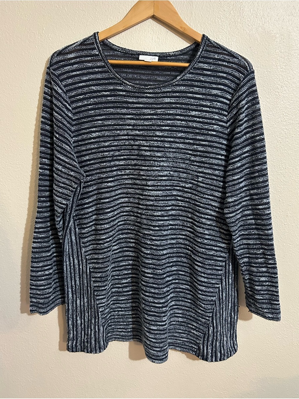 J. Jill Striped Long-Sleeve Top Tunic 2X Textured Plus Casual